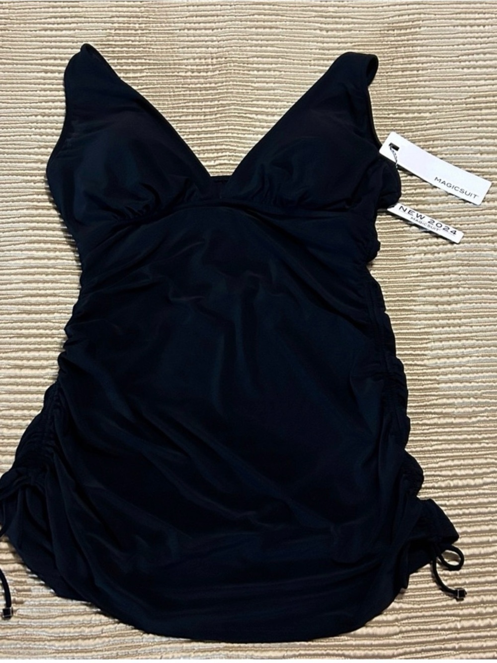 Magicsuit Dani Ruched Tankini Top Black Size 14 NWT $140